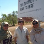 Maulita and Intan with Tara Slaven from WA Agriculture at the beginning of the Goomig development