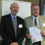 Terry Enright, Chair of the WA Committee, with Crawford Fund Medal awardee Bob Gilkes